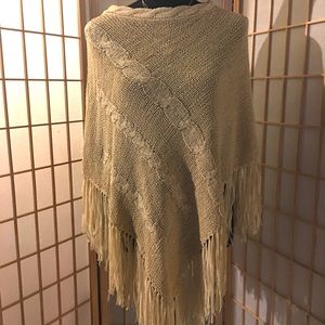 CEJON accessories - Cream/ colored Poncho. ONE SZ